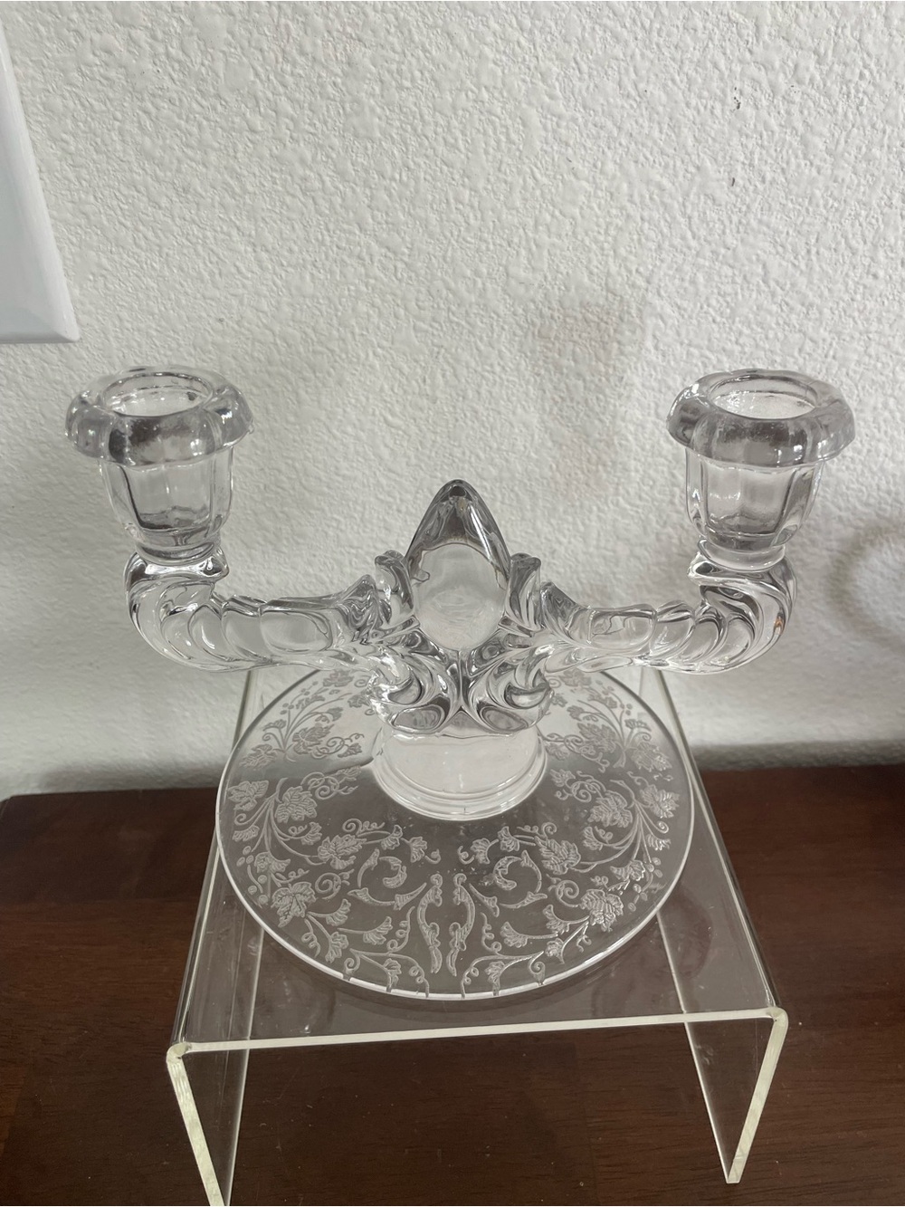Clear Glass Double Arm Candle Holder - Elegant Home Accent
